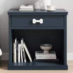 Credenza Heynemo con LED Blu e Cassetto e Scaffale, Tavolino in Legno con Luce LED, Comodino Contenitore per Animali Domestici con Maniglia a Forma di Osso, Ufficio