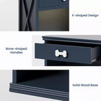 Credenza Heynemo con LED Blu e Cassetto e Scaffale, Tavolino in Legno con Luce LED, Comodino Contenitore per Animali Domestici con Maniglia a Forma di Osso, Ufficio