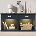 Credenza Heynemo con LED Blu e Cassetto e Scaffale, Tavolino in Legno con Luce LED, Comodino Contenitore per Animali Domestici con Maniglia a Forma di Osso, Ufficio
