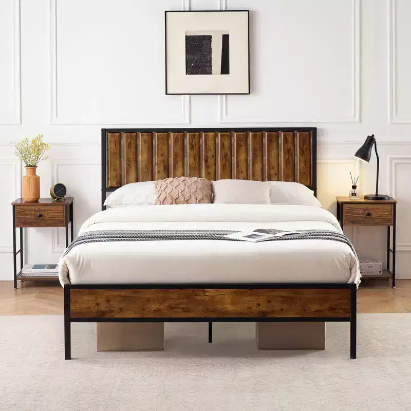 Metal Platform Bed Frame, Heavy-Duty Metal Frame with Headboard and Footboard, 12.6 of Under-Bed Storage, No Box Spring Required, Easy to Assemble
