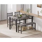 Set da pranzo per 4 persone, tavolo da cucina marrone con 2 sedie e panca, tavolo e panca con spazio contenitore, set da pranzo di 4 pezzi per spazi piccoli