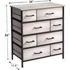 Cassettiera Sorbus a 8 cassetti - Organizzatore con telaio in acciaio, piano in legno, maniglie, contenitori in tessuto