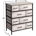 Cassettiera Sorbus a 8 cassetti - Organizzatore con telaio in acciaio, piano in legno, maniglie, contenitori in tessuto