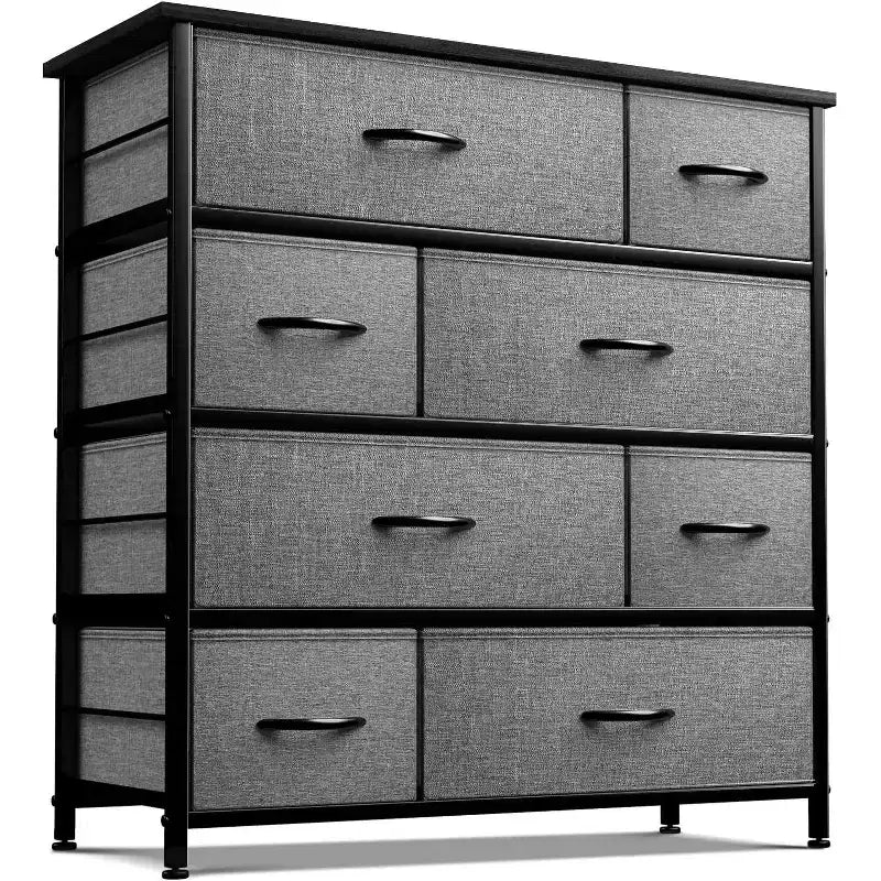 Cassettiera Sorbus a 8 cassetti - Organizzatore con telaio in acciaio, piano in legno, maniglie, contenitori in tessuto