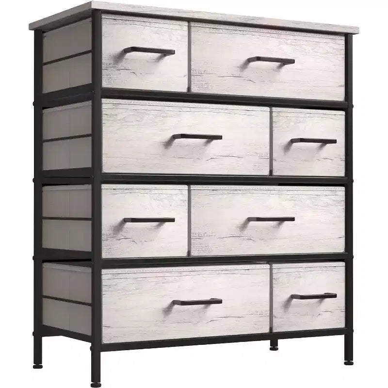 Cassettiera Sorbus a 8 cassetti - Organizzatore con telaio in acciaio, piano in legno, maniglie, contenitori in tessuto