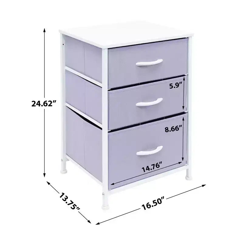 Cassettiera Sorbus a 3 cassetti - Struttura in acciaio, piano in legno e contenitori in tessuto facili da estrarre - Perfetta per casa, camera da letto, ufficio e dormitorio universitario