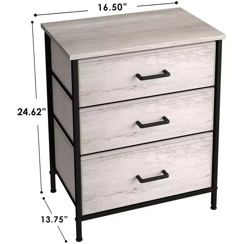 Cassettiera Sorbus a 3 cassetti - Struttura in acciaio, piano in legno e contenitori in tessuto facili da estrarre - Perfetta per casa, camera da letto, ufficio e dormitorio universitario