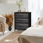Cassettiera Sorbus a 3 cassetti - Struttura in acciaio, piano in legno e contenitori in tessuto facili da estrarre - Perfetta per casa, camera da letto, ufficio e dormitorio universitario