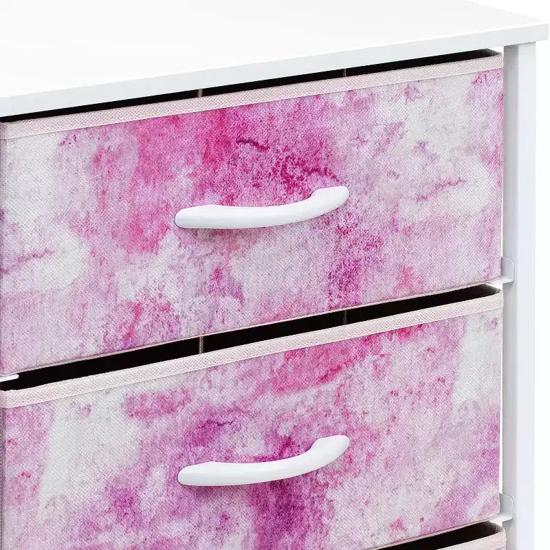 Cassettiera Sorbus a 3 cassetti - Struttura in acciaio, piano in legno e contenitori in tessuto facili da estrarre - Perfetta per casa, camera da letto, ufficio e dormitorio universitario