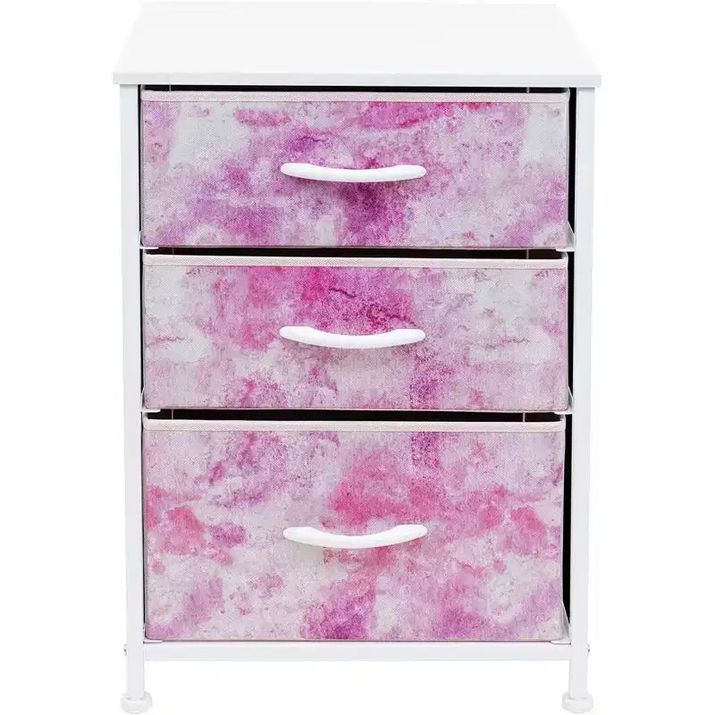 Cassettiera Sorbus a 3 cassetti - Struttura in acciaio, piano in legno e contenitori in tessuto facili da estrarre - Perfetta per casa, camera da letto, ufficio e dormitorio universitario