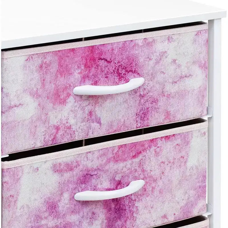 Cassettiera Sorbus a 3 cassetti - Struttura in acciaio, piano in legno e contenitori in tessuto facili da estrarre - Perfetta per casa, camera da letto, ufficio e dormitorio universitario