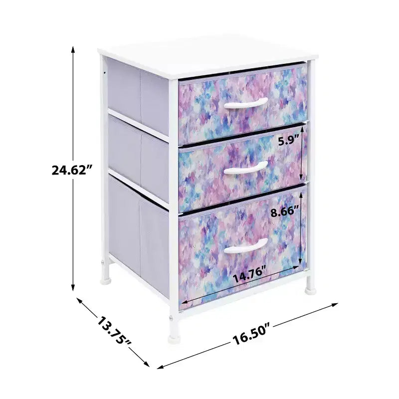 Cassettiera Sorbus a 3 cassetti - Struttura in acciaio, piano in legno e contenitori in tessuto facili da estrarre - Perfetta per casa, camera da letto, ufficio e dormitorio universitario