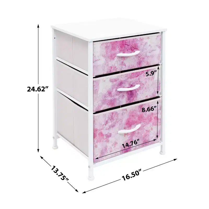 Cassettiera Sorbus a 3 cassetti - Struttura in acciaio, piano in legno e contenitori in tessuto facili da estrarre - Perfetta per casa, camera da letto, ufficio e dormitorio universitario