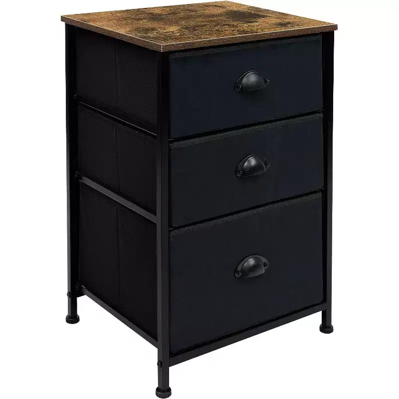 Sorbus 3 Drawers - Steel Frame, Wood Top & Easy Pull Fabric Bins - Perfect for Home, Bedroom, Office & College Dorm