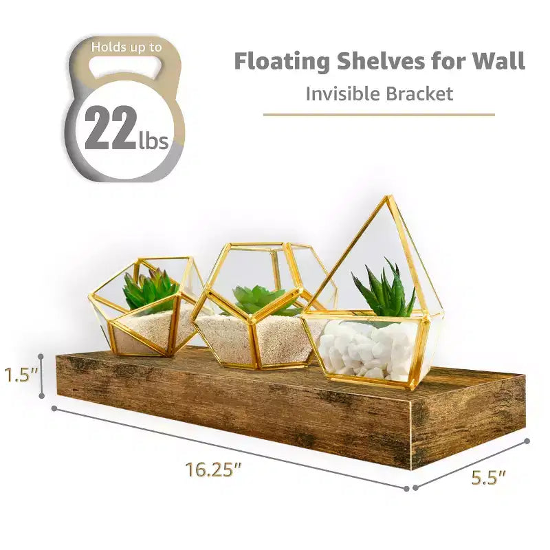 Sorbus Set da 3 Mensole Galleggianti da Parete Lunghe 40 cm per Camera da Letto, Arredo, Cucina, Soggiorno - per Trofei, Cornici, Libreria