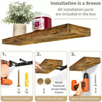 Sorbus Set da 3 Mensole Galleggianti da Parete Lunghe 40 cm per Camera da Letto, Arredo, Cucina, Soggiorno - per Trofei, Cornici, Libreria