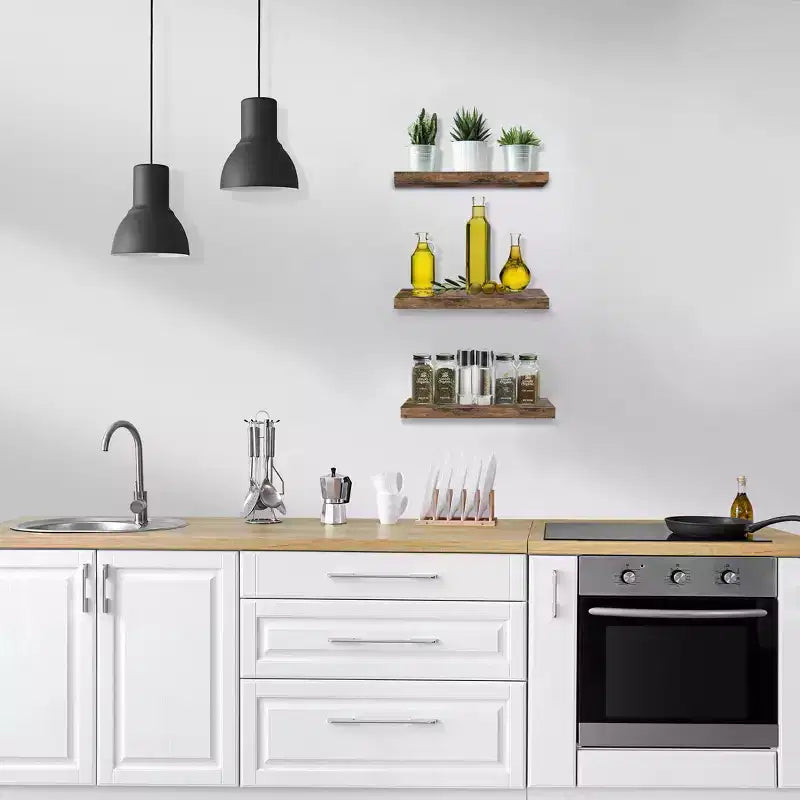 Sorbus Set da 3 Mensole Galleggianti da Parete Lunghe 40 cm per Camera da Letto, Arredo, Cucina, Soggiorno - per Trofei, Cornici, Libreria