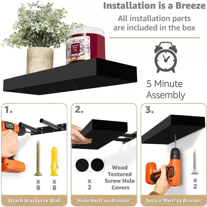 Sorbus Set da 3 Mensole Galleggianti da Parete Lunghe 40 cm per Camera da Letto, Arredo, Cucina, Soggiorno - per Trofei, Cornici, Libreria