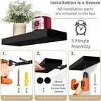 Sorbus Set da 3 Mensole Galleggianti da Parete Lunghe 40 cm per Camera da Letto, Arredo, Cucina, Soggiorno - per Trofei, Cornici, Libreria
