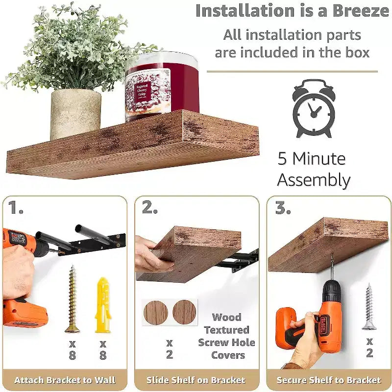 Sorbus Set da 3 Mensole Galleggianti da Parete Lunghe 40 cm per Camera da Letto, Arredo, Cucina, Soggiorno - per Trofei, Cornici, Libreria