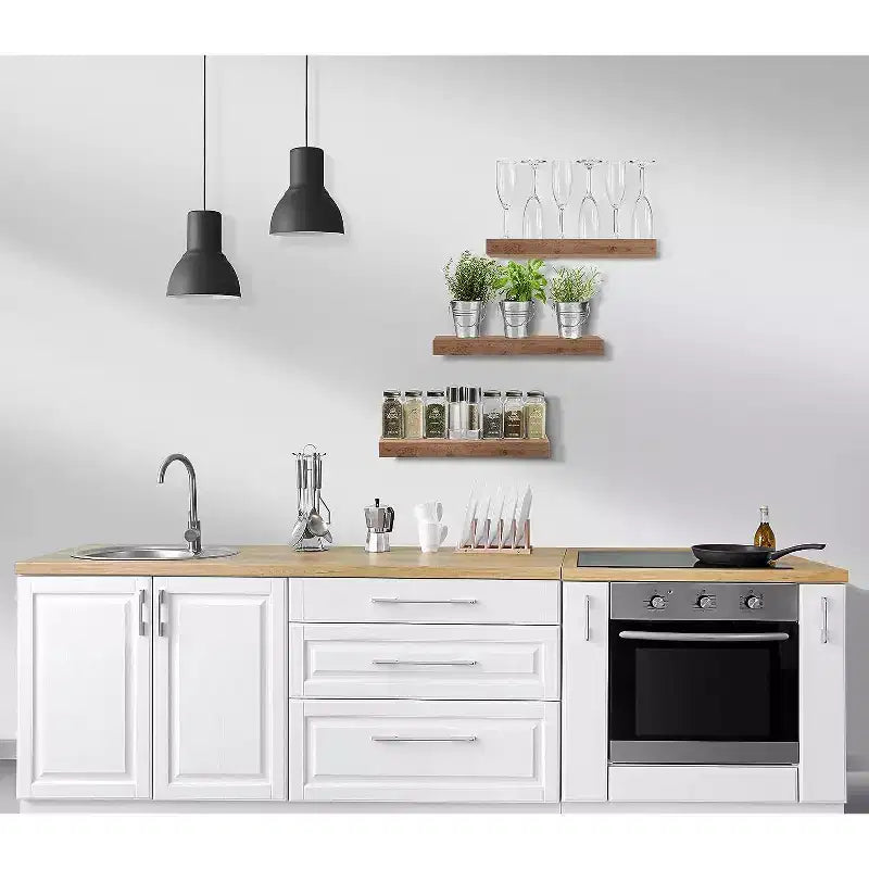 Sorbus Set da 3 Mensole Galleggianti da Parete Lunghe 40 cm per Camera da Letto, Arredo, Cucina, Soggiorno - per Trofei, Cornici, Libreria