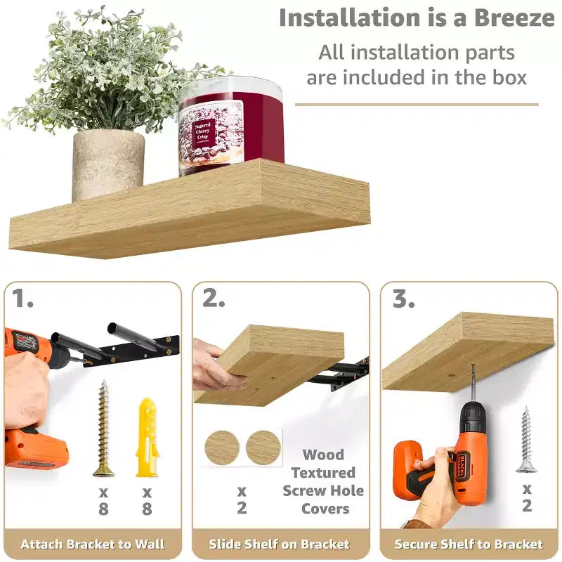 Sorbus Set da 3 Mensole Galleggianti da Parete Lunghe 40 cm per Camera da Letto, Arredo, Cucina, Soggiorno - per Trofei, Cornici, Libreria