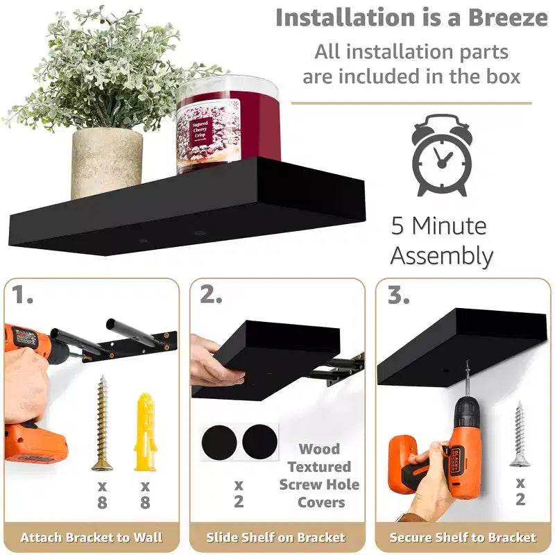 Sorbus Set da 3 Mensole Galleggianti da Parete Lunghe 40 cm per Camera da Letto, Arredo, Cucina, Soggiorno - per Trofei, Cornici, Libreria