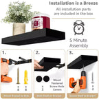 Sorbus Set da 3 Mensole Galleggianti da Parete Lunghe 40 cm per Camera da Letto, Arredo, Cucina, Soggiorno - per Trofei, Cornici, Libreria