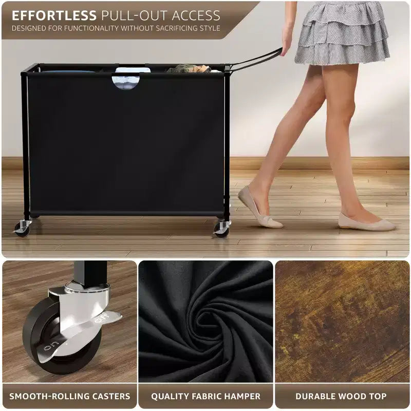 Cassettiera Sorbus con Cesto Portabiancheria a 3 Scomparti e 2 Cassetti per l'Organizzazione della Lavanderia