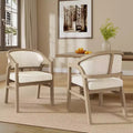 Christopher Knight Home Appleby Rubberwood Upholstered Dining Arm Chair with Curved Design (Set of 2)