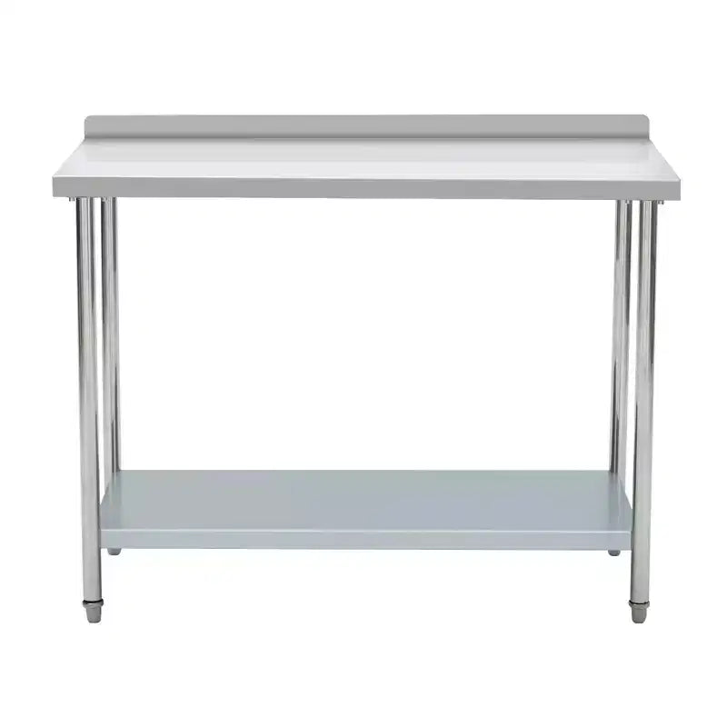 Stainless Steel Table 48x24, Heavy Duty Metal Commercial Prep Table with Storage Racks and Back Panel for Restaurant Kitchens, Home Hotel, Food Prep