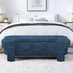 Panca rivestita in tessuto di lino CLIHOME con ampio spazio contenitore, pouf per soggiorno, ingresso e camera da letto