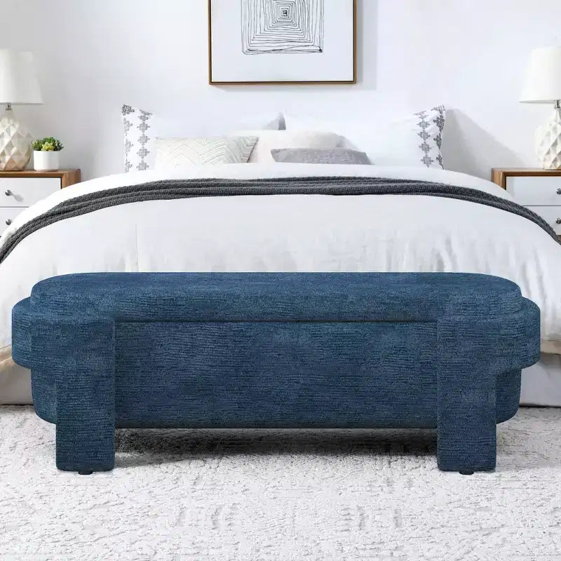 Panca rivestita in tessuto di lino CLIHOME con ampio spazio contenitore, pouf per soggiorno, ingresso e camera da letto