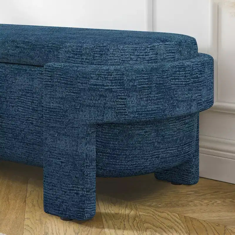 Panca rivestita in tessuto di lino CLIHOME con ampio spazio contenitore, pouf per soggiorno, ingresso e camera da letto
