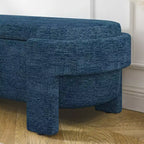Panca rivestita in tessuto di lino CLIHOME con ampio spazio contenitore, pouf per soggiorno, ingresso e camera da letto