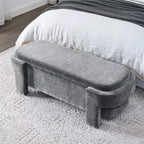 Panca rivestita in tessuto di lino CLIHOME con ampio spazio contenitore, pouf per soggiorno, ingresso e camera da letto