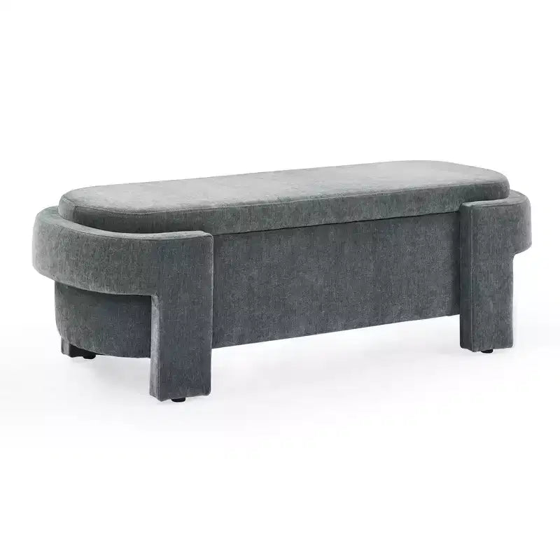 Panca rivestita in tessuto di lino CLIHOME con ampio spazio contenitore, pouf per soggiorno, ingresso e camera da letto