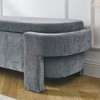 Panca rivestita in tessuto di lino CLIHOME con ampio spazio contenitore, pouf per soggiorno, ingresso e camera da letto