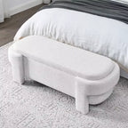 Panca rivestita in tessuto di lino CLIHOME con ampio spazio contenitore, pouf per soggiorno, ingresso e camera da letto