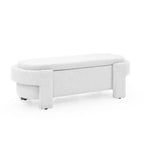 Panca rivestita in tessuto di lino CLIHOME con ampio spazio contenitore, pouf per soggiorno, ingresso e camera da letto