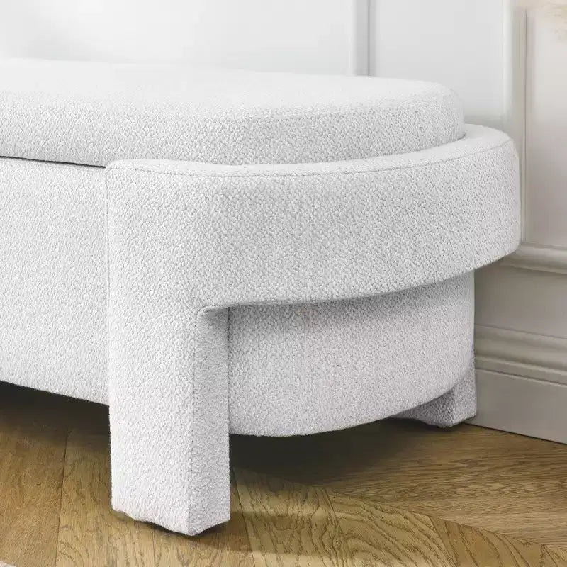 Panca rivestita in tessuto di lino CLIHOME con ampio spazio contenitore, pouf per soggiorno, ingresso e camera da letto