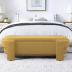 Panca rivestita in tessuto di lino CLIHOME con ampio spazio contenitore, pouf per soggiorno, ingresso e camera da letto