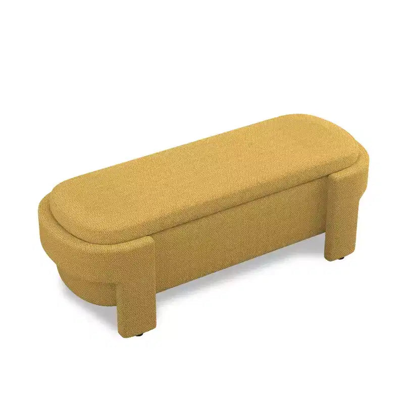 Panca rivestita in tessuto di lino CLIHOME con ampio spazio contenitore, pouf per soggiorno, ingresso e camera da letto