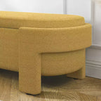 Panca rivestita in tessuto di lino CLIHOME con ampio spazio contenitore, pouf per soggiorno, ingresso e camera da letto