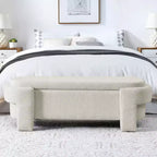 Panca rivestita in tessuto di lino CLIHOME con ampio spazio contenitore, pouf per soggiorno, ingresso e camera da letto