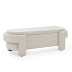 Panca rivestita in tessuto di lino CLIHOME con ampio spazio contenitore, pouf per soggiorno, ingresso e camera da letto