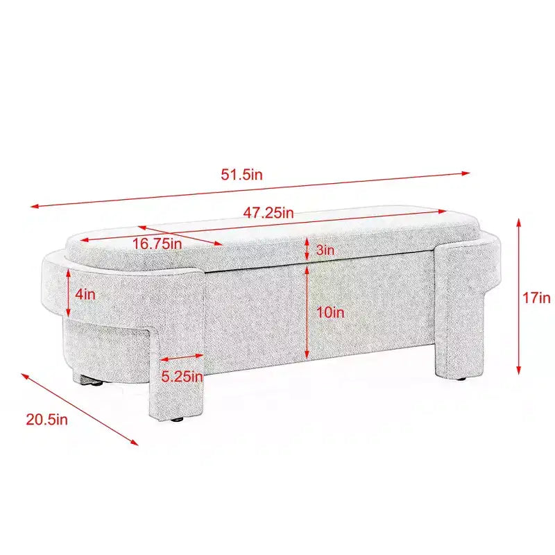 Panca rivestita in tessuto di lino CLIHOME con ampio spazio contenitore, pouf per soggiorno, ingresso e camera da letto