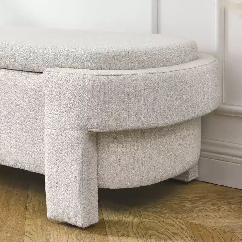 Panca rivestita in tessuto di lino CLIHOME con ampio spazio contenitore, pouf per soggiorno, ingresso e camera da letto