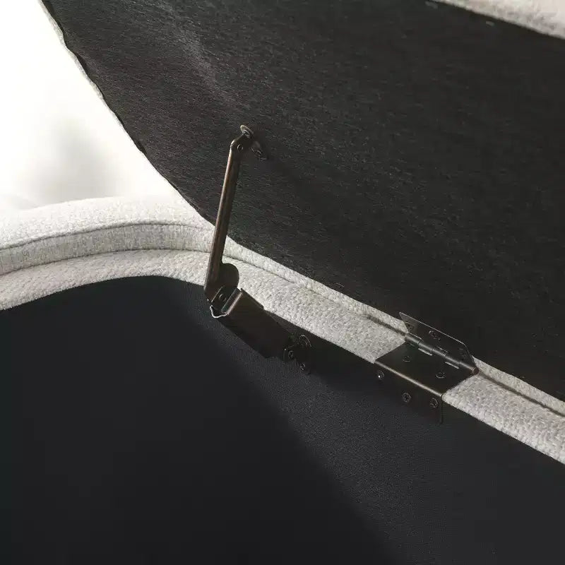 Panca rivestita in tessuto di lino CLIHOME con ampio spazio contenitore, pouf per soggiorno, ingresso e camera da letto