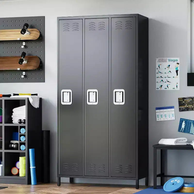 Armadietti Metallici per Dipendenti, Armadio con Lucchetto a 3 Ante Combinate, Armadio con Lucchetto in Acciaio per Casa, Ufficio, Scuola, Palestra, Montaggio Richiesto